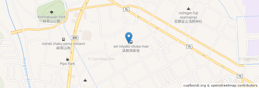 Mapa de ubicacion de 成都酒家 en اليابان, 栃木県, 栃木市.