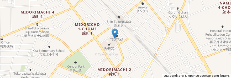 Mapa de ubicacion de ロッテリア en 日本, 埼玉县, 所沢市.