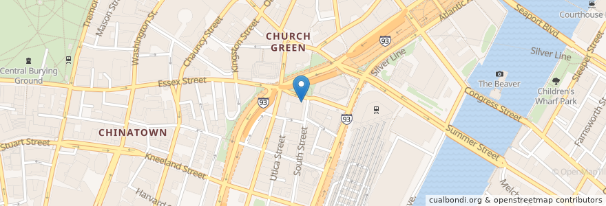 Mapa de ubicacion de Al's South Street Cafe en Estados Unidos Da América, Massachusetts, Suffolk County, Boston.