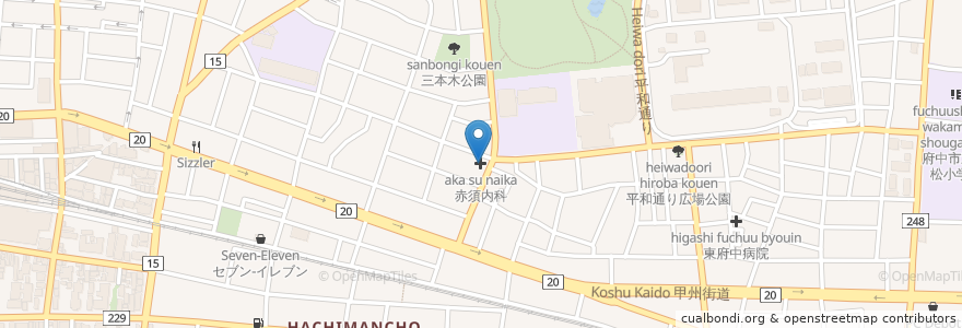 Mapa de ubicacion de 赤須内科 en Japan, 東京都, 府中市.