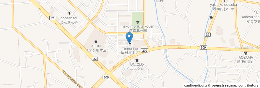 Mapa de ubicacion de 田村屋本店 en Japan, Präfektur Tochigi, 栃木市.