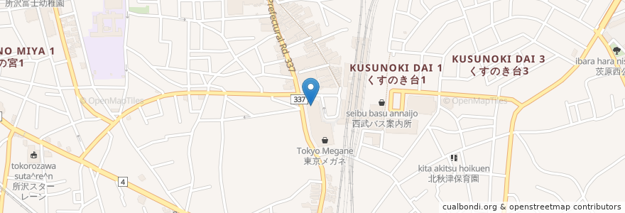 Mapa de ubicacion de みずほ銀行 en 日本, 埼玉県, 所沢市.