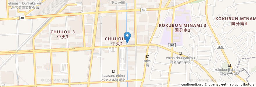 Mapa de ubicacion de 朝日屋 en Japon, Préfecture De Kanagawa, 海老名市.
