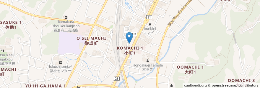 Mapa de ubicacion de 味の食堂 あさくさ en Giappone, Prefettura Di Kanagawa, 鎌倉市.