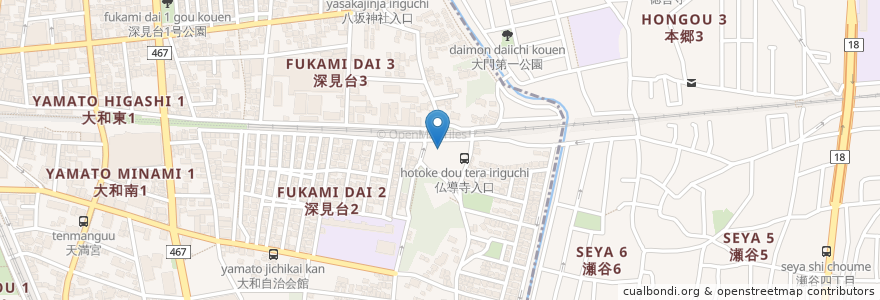 Mapa de ubicacion de 佛導寺 en Japón, Prefectura De Kanagawa, 大和市, 瀬谷区.