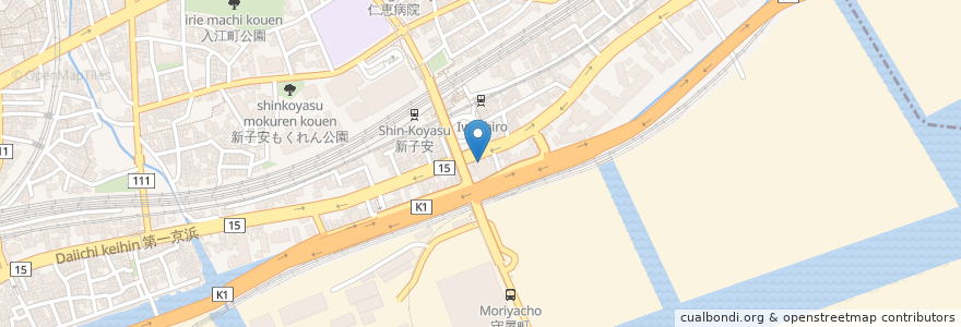Mapa de ubicacion de かもめ薬局 en Japón, Prefectura De Kanagawa, Yokohama, 神奈川区.