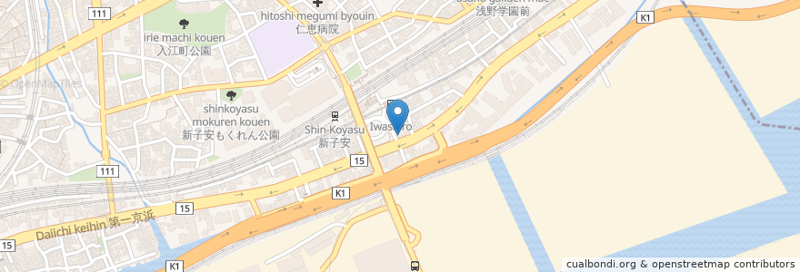 Mapa de ubicacion de 居酒屋 一 en Jepun, 神奈川県, 横浜市, 神奈川区.