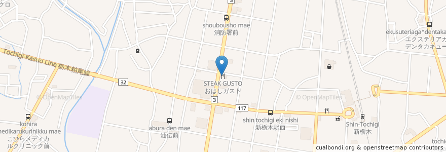 Mapa de ubicacion de おはしｃａｆｅガスト en Japão, 栃木県, 栃木市.
