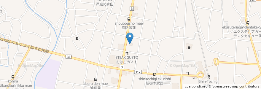 Mapa de ubicacion de はなかつ亭 en 日本, 栃木県, 栃木市.