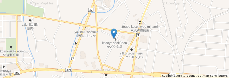 Mapa de ubicacion de かどや食堂 en Japonya, 栃木県, 栃木市.
