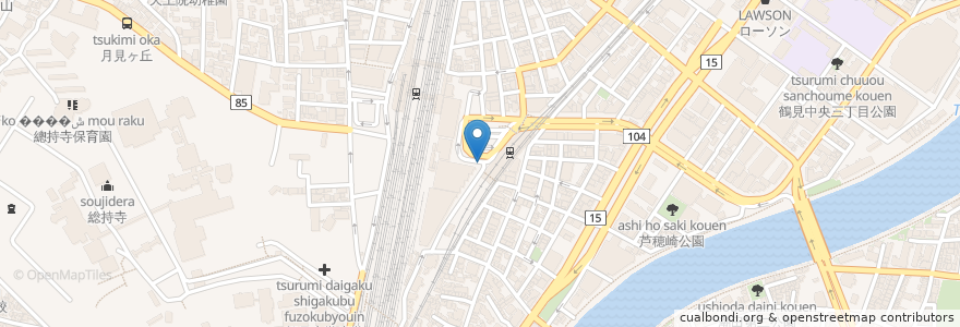 Mapa de ubicacion de 川崎信用金庫 en Japan, 神奈川県, Yokohama, 鶴見区.