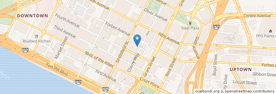 Mapa de ubicacion de Primanti Bros. Restaurant en Amerika Syarikat, Pennsylvania, Allegheny County, Pittsburgh.