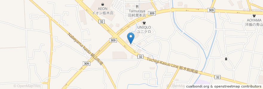 Mapa de ubicacion de がってん寿司 en 日本, 栃木県, 栃木市.