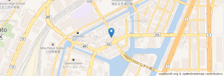 Mapa de ubicacion de スマイル薬局 en Japón, Tokio, Minato.