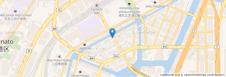 Mapa de ubicacion de 芝浦皮膚科 en Japonya, 東京都, 港区.