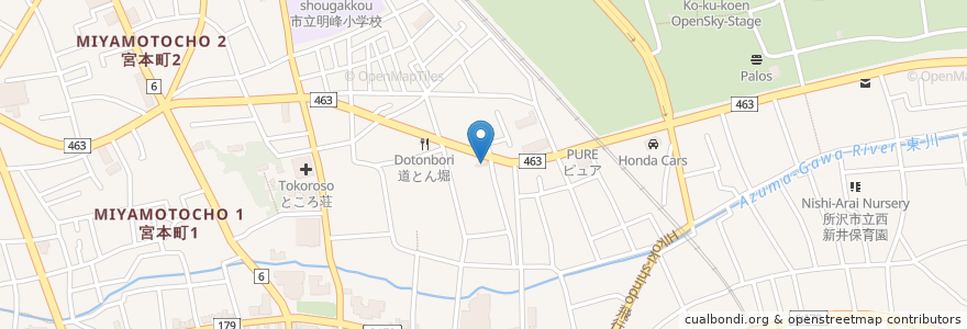 Mapa de ubicacion de 岡田耳鼻科 en 日本, 埼玉県, 所沢市.