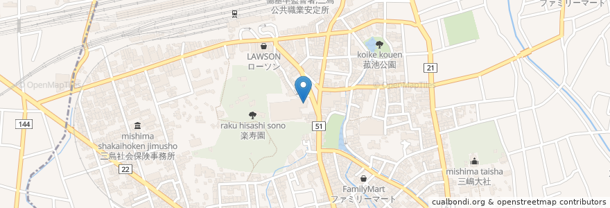 Mapa de ubicacion de Mishima Civic Cultural Hall en Japan, Shizuoka Prefecture, Mishima.