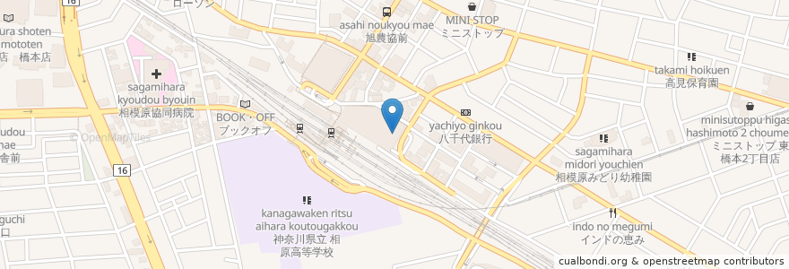 Mapa de ubicacion de 横浜銀行 橋本支店 en Япония, Канагава, Сагамихара, Мидори.
