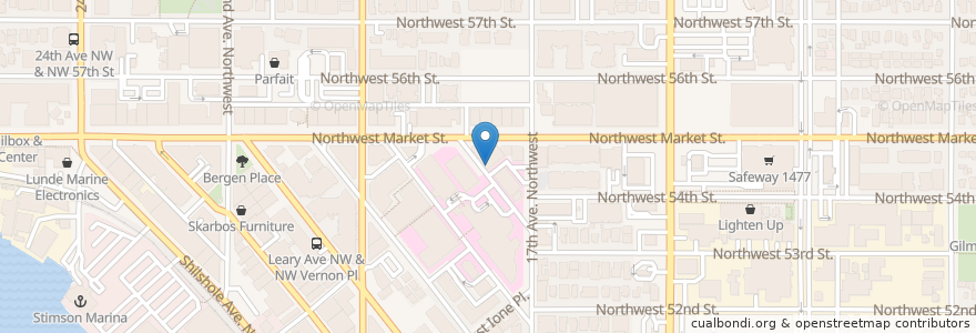 Mapa de ubicacion de Ballard Speech & Hearing Center en United States, Washington, King County, Seattle.