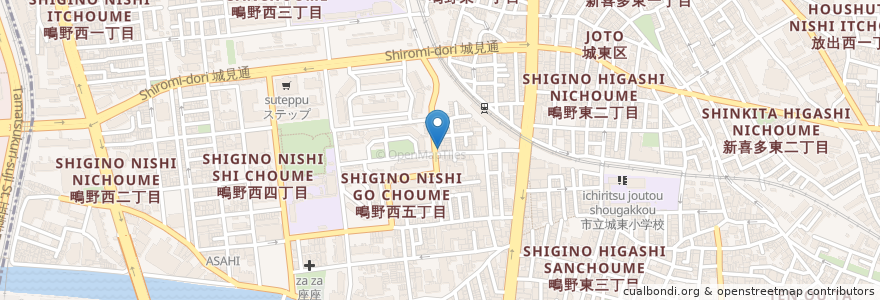 Mapa de ubicacion de おかもと歯科 en Japonya, 大阪府, 大阪市, 城東区.