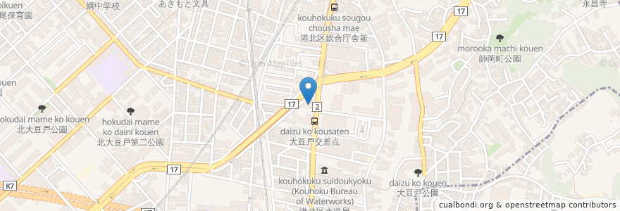 Mapa de ubicacion de トヨタ レンタリース 横浜大豆戸店 en Japão, 神奈川県, 横浜市, 港北区.