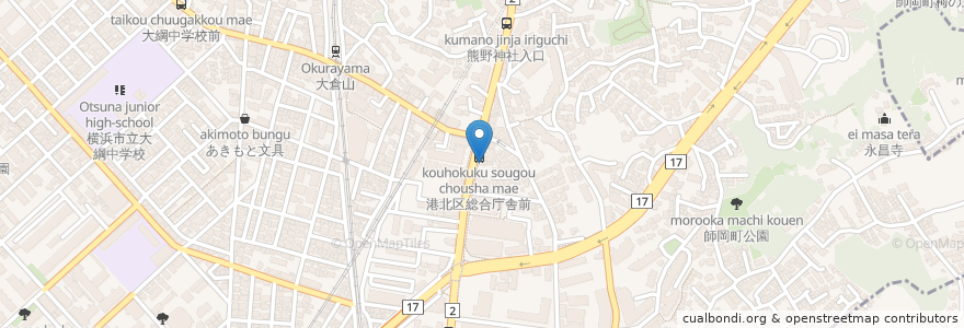 Mapa de ubicacion de ひさ火 en 日本, 神奈川縣, 横滨市, 港北区.