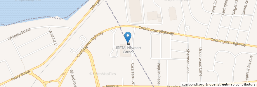 Mapa de ubicacion de RIPTA, Newport Garage en Amerika Syarikat, Pulau Rhode, Newport County.