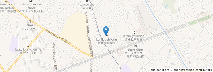 Mapa de ubicacion de 近藤歯科医院 en Japonya, 東京都, 狛江市.