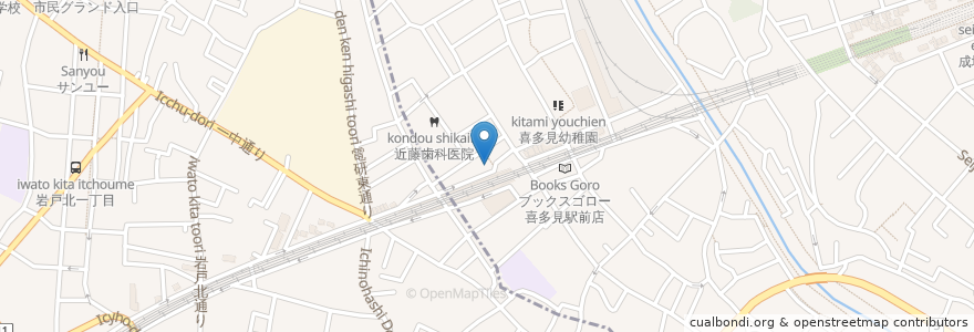 Mapa de ubicacion de おおしま喜多見駅前医院 en Japon, Tokyo, 狛江市.