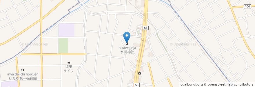 Mapa de ubicacion de 氷川神社 en ژاپن, 埼玉県, 東京都.