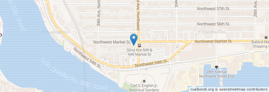 Mapa de ubicacion de Ballard Northwest Senior Center en Amerika Birleşik Devletleri, Vaşington, King County, Seattle.