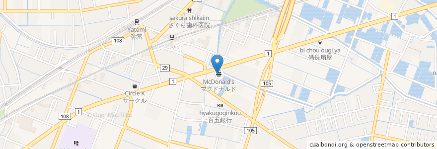 Mapa de ubicacion de マクドナルド en 日本, 愛知県, 弥富市.