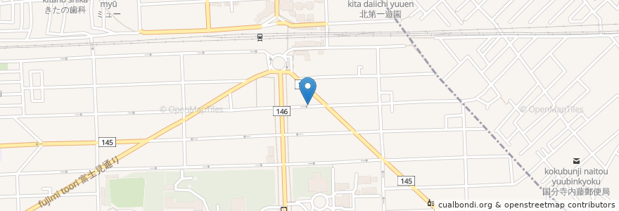 Mapa de ubicacion de 麺や くぬぎ en Япония, Токио, Кокубундзи.