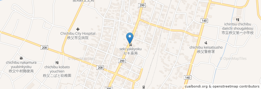 Mapa de ubicacion de セキ薬局 en 日本, 埼玉県, 秩父市.