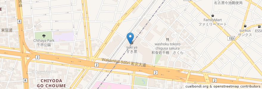 Mapa de ubicacion de かつどん en Japón, Prefectura De Aichi, Nagoya, 千種区, Barrio Naka.