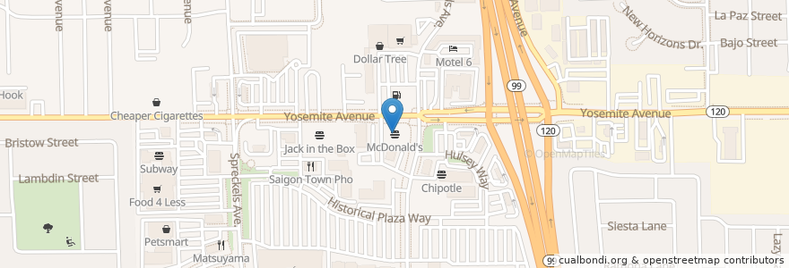 Mapa de ubicacion de McDonald's en United States, California, San Joaquin County, Manteca.