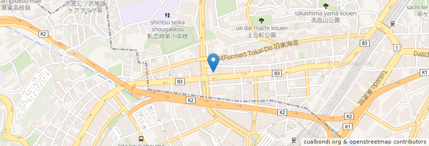 Mapa de ubicacion de 東天閣 en ژاپن, 神奈川県, 横浜市, 神奈川区.