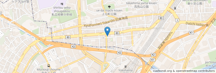 Mapa de ubicacion de 犬飼歯科医院 en 일본, 가나가와현, 요코하마시, 神奈川区.