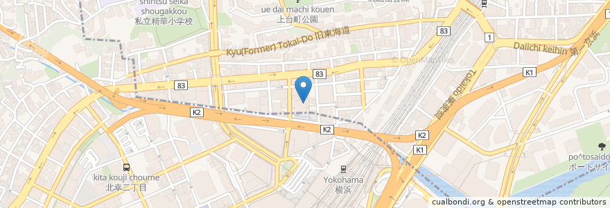 Mapa de ubicacion de 神奈川銀行 横浜西口支店 en Japan, Präfektur Kanagawa, Yokohama, 神奈川区.