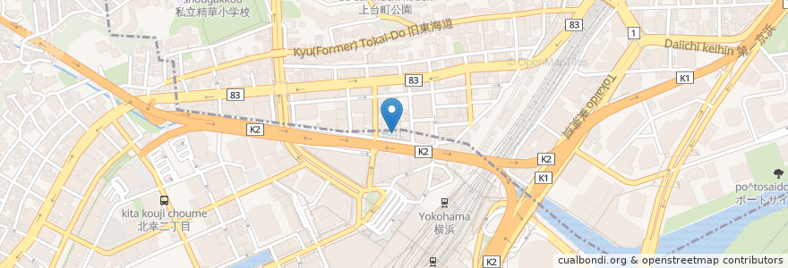 Mapa de ubicacion de 中国料理 煌蘭 en Japan, Präfektur Kanagawa, Yokohama, 神奈川区.