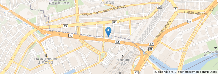 Mapa de ubicacion de 鮮と閑 en Japan, Präfektur Kanagawa, Yokohama, 神奈川区.