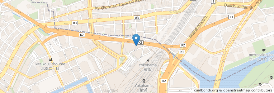 Mapa de ubicacion de 大戸屋 en Japan, 神奈川県, Yokohama, 神奈川区.