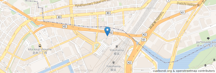 Mapa de ubicacion de 一軒め酒場 en 日本, 神奈川県, 横浜市, 神奈川区.