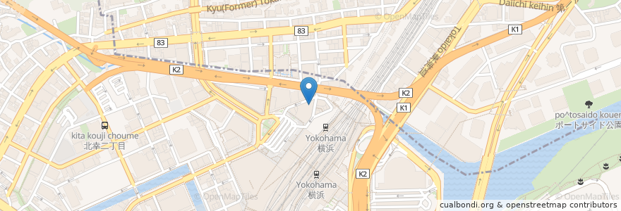 Mapa de ubicacion de キリンシティ en 日本, 神奈川県, 横浜市, 西区, 神奈川区.