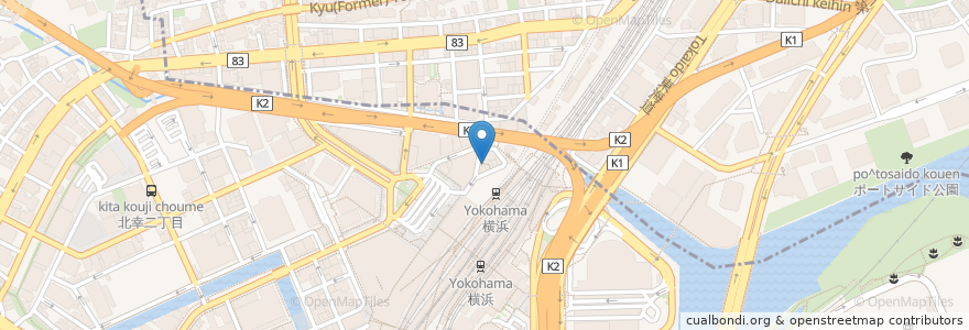 Mapa de ubicacion de はな家 en 日本, 神奈川県, 横浜市, 西区, 神奈川区.