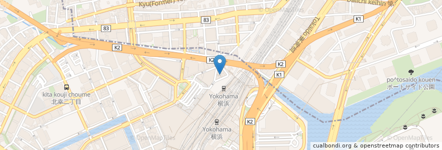 Mapa de ubicacion de 豚の味珍 en Japonya, 神奈川県, 横浜市, 西区, 神奈川区.