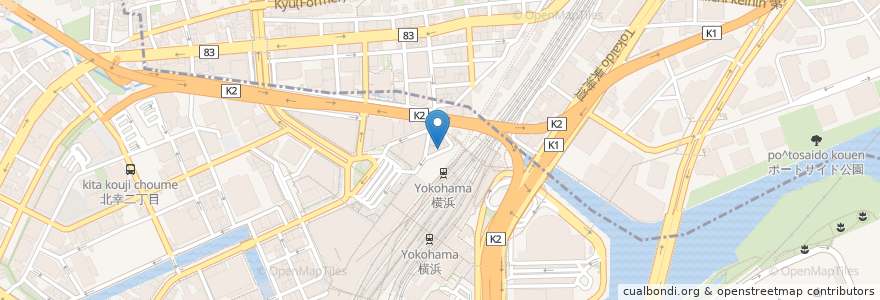 Mapa de ubicacion de のんきや en 일본, 가나가와현, 요코하마시, 西区, 神奈川区.