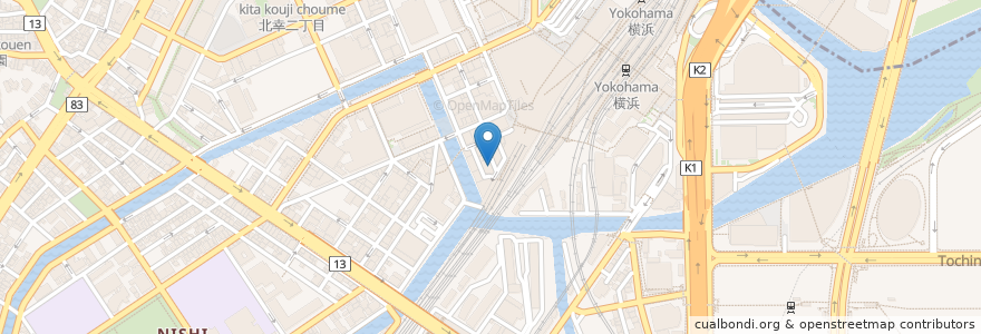 Mapa de ubicacion de お好み焼き堂 en 日本, 神奈川県, 横浜市, 西区.