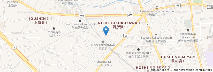 Mapa de ubicacion de 海鮮問屋さかな道場 en Japonya, 埼玉県, 所沢市.