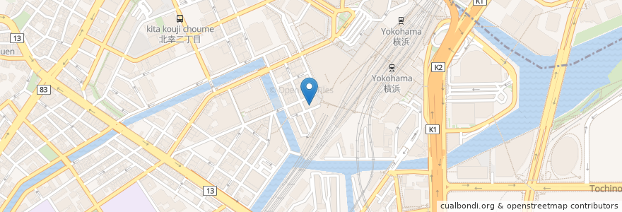Mapa de ubicacion de おかあさん en Japan, Kanagawa Prefecture, Yokohama, Nishi Ward.